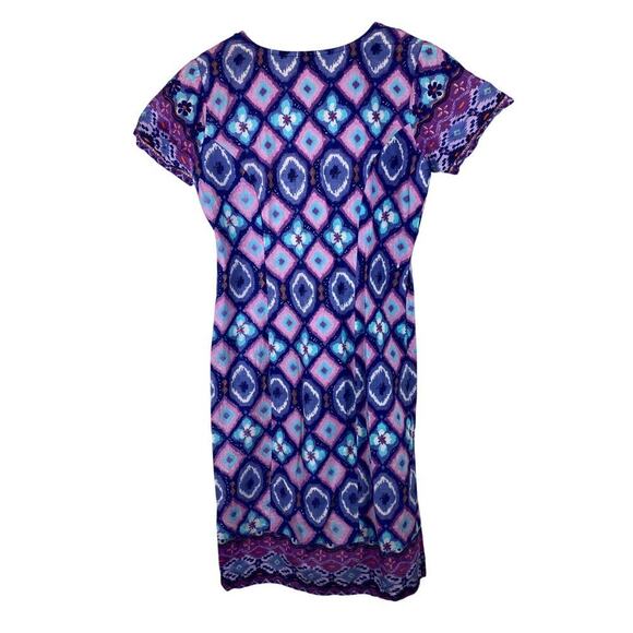 BIBA Women's 4 Blue Purple Sequin Crochet Lace Boho Sheath Dress - Picture 6 of 8